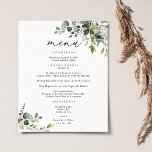Elegant Rustic Eucalyptus Greenery Wedding Menu<br><div class="desc">Designed to coordinate with our Boho Greenery wedding collection,  this customizable Menu Template features mixed watercolor greenery leaves paired with a classy serif in black,  with a monogram on the back. Matching items available.</div>