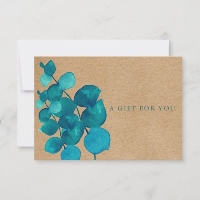 Elegant Rustic Eucalyptus Leaves Gift Certificate (Front)