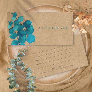 Elegant Rustic Eucalyptus Leaves Gift Certificate