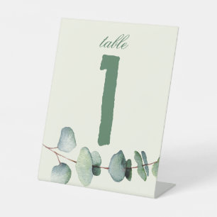 Elegant Rustic Eucalyptus Leaves Greenery Table # Pedestal Sign