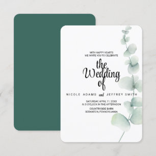 Elegant Rustic Eucalyptus Leaves Greenery Wedding Invitation