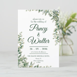 Elegant Rustic Eucalyptus Leaves Greenery Wedding Invitation