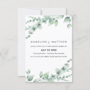 Elegant Rustic Eucalyptus Leaves Greenery Wedding Invitation