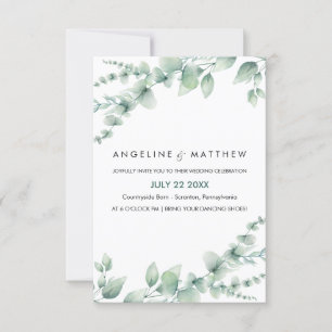 Elegant Rustic Eucalyptus Leaves Greenery Wedding Invitation