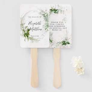 Elegant Rustic Eucalyptus Leaves Pink Wedding Hand Fan