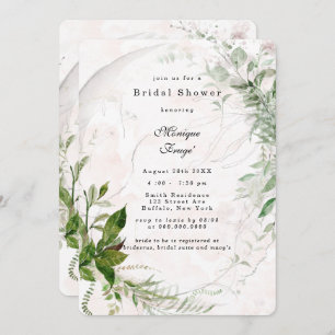 Elegant Rustic Eucalyptus Pink Bridal Shower Invit Invitation