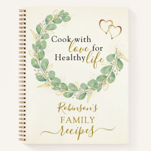 Elegant Rustic Eucalyptus Wreath Family Recipes Notebook