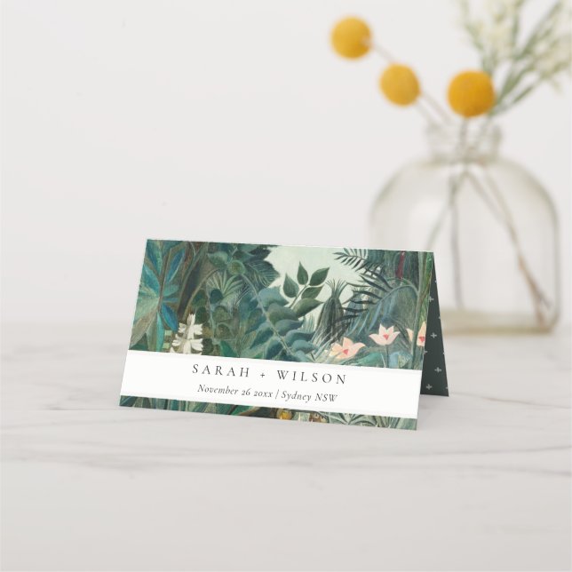 Elegant Rustic Exotic Tropical Rainforest Wedding Place Card (Front)