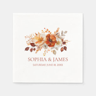 Elegant Rustic Fall Autumn Floral Wedding Napkin