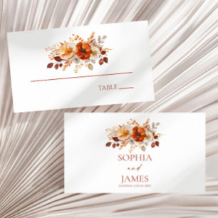Elegant Rustic Fall Autumn Floral Wedding Place Card