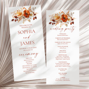 Elegant Rustic Fall Autumn Floral Wedding Program