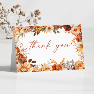 Elegant Rustic Fall Autumn Floral Wedding Thank You Card