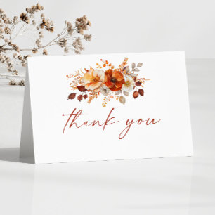 Elegant Rustic Fall Autumn Floral Wedding Thank You Card