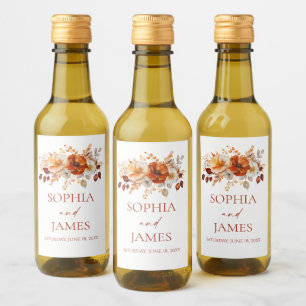 Elegant Rustic Fall Autumn Floral Wedding Wine Label
