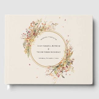 Elégant Rustic Fall Beige Mariage livre d'hôtes