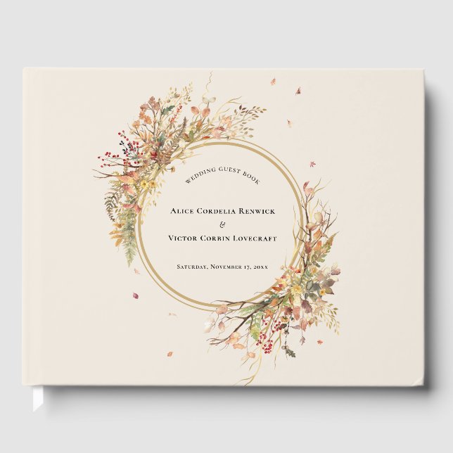 Elégant Rustic Fall Beige Mariage livre d'hôtes (Recto)