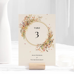 Elégant Rustic Fall Beige Mariage Numéro de table