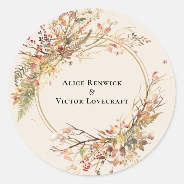Elegant Rustic Fall Beige Wedding Envelope Seals (Front)