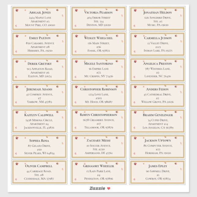 Elegant Rustic Fall Beige Wedding Guest Address (Sheet)