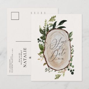 Elegant rustic fall botanical barn wedding announcement postcard
