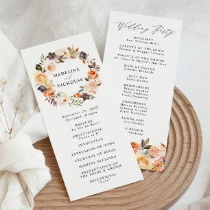 Elegant Rustic Fall Floral Wedding Ceremony Program