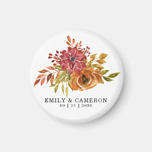 Elegant Rustic Fall Floral Wedding Magnet
