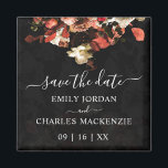 Elegant Rustic Fall Flowers Wedding Save The Date Magnet<br><div class="desc">Elegant Rustic Autumn Flowers Wedding Save The Date Square Magnet. The artistic magnet design exhibits an elegant stylized rustic autumn flowers image. The bouquet of fall flowers are showcased upside down and set upon a subtle black flower textured background with hints of colour. Ideal for an Autumn / Fall wedding...</div>