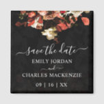 Elegant Rustic Fall Flowers Wedding Save The Date Magnet<br><div class="desc">Elegant Rustic Autumn Flowers Wedding Save The Date Square Magnet. The artistic magnet design exhibits an elegant stylized rustic autumn flowers image. The bouquet of fall flowers are showcased upside down and set upon a subtle black flower textured background with hints of colour. Ideal for an Autumn / Fall wedding...</div>