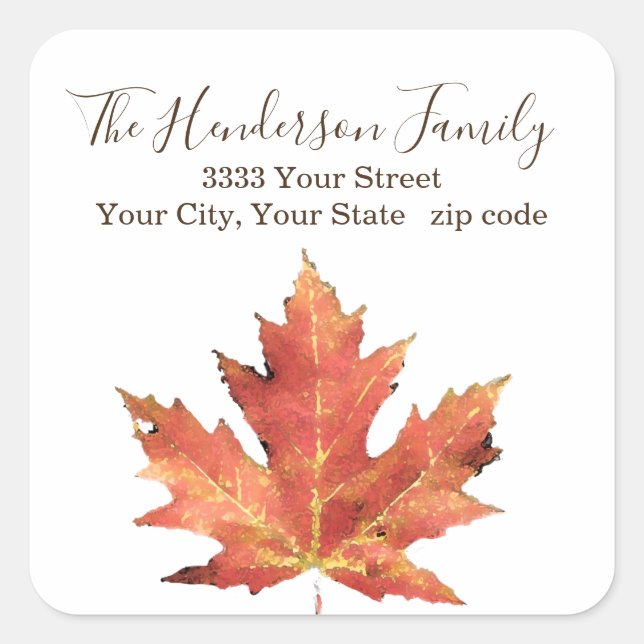 Elegant Rustic Fall Leaf Return Address Label (Front)