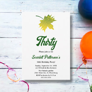 Elegant Rustic Fall Leaves Autumn 30th Birthday Invitation