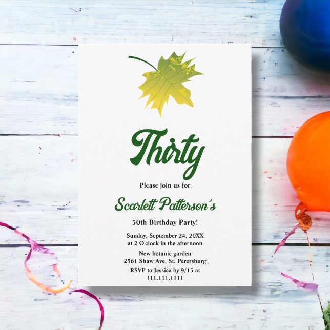 Elegant Rustic Fall Leaves Autumn 30th Birthday Invitation (Creator Uploaded)