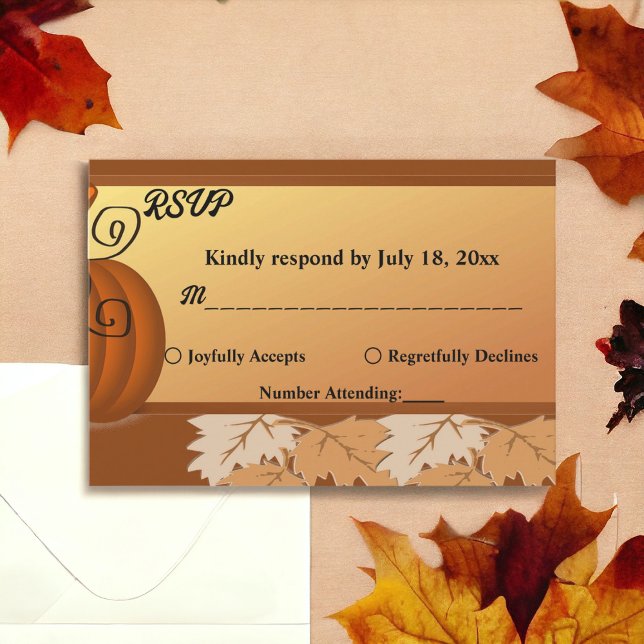 Elegant Rustic Fall Leaves Autumn Floral Wedding RSVP Card (Creator Uploaded)