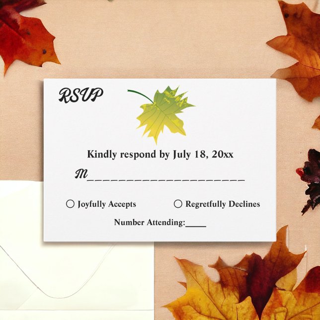 Elegant Rustic Fall Leaves Autumn Floral Wedding RSVP Card (Creator Uploaded)