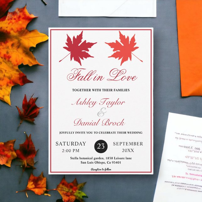 Elegant Rustic Fall Leaves Boho Chic Fall Wedding Invitation (Creator Uploaded)
