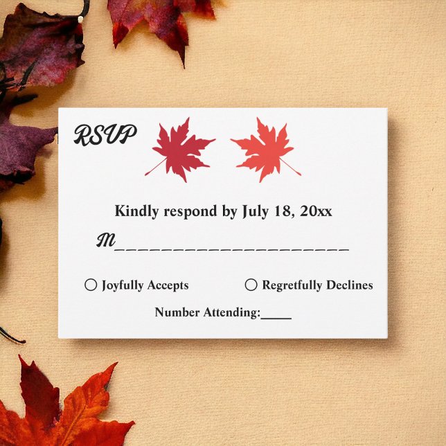 Elegant Rustic Fall Leaves Boho Chic Fall Wedding RSVP Card (Creator Uploaded)