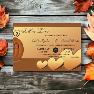 Elegant Rustic Fall Leaves Pumpkin Floral Wedding Invitation