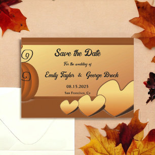 Elegant Rustic Fall Leaves Pumpkin Floral Wedding Save The Date