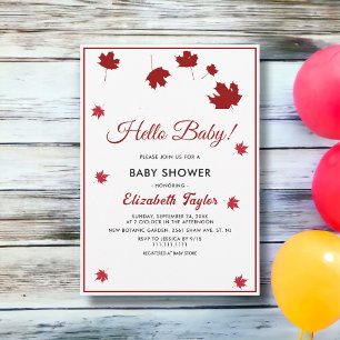 Elegant Rustic Fall Leaves Red Autumn Baby Shower Invitation