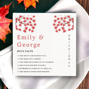 Elegant Rustic Fall Red Leaves Boho Autumn Wedding Napkin