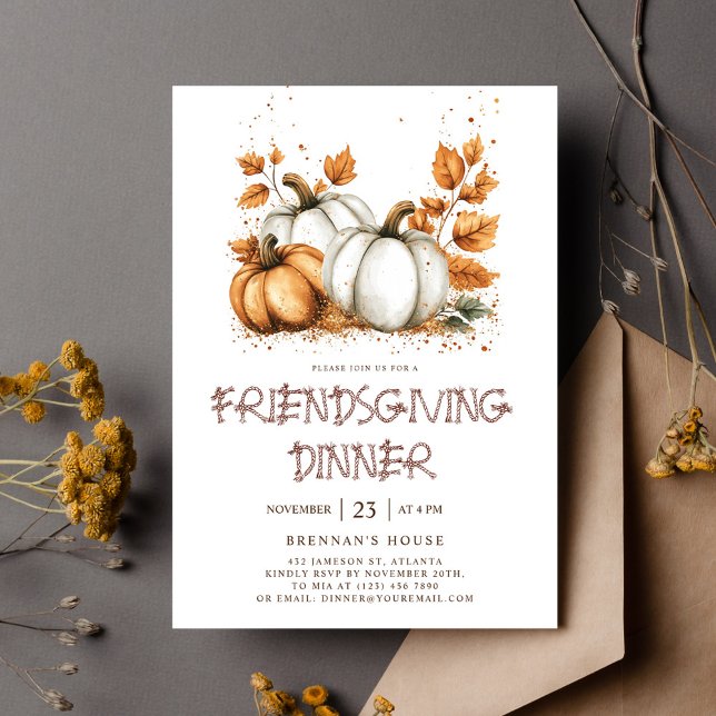 Elegant Rustic Fall Thanksgiving Friendsgiving Invitation (Elegant Rustic Fall Thanksgiving Friendsgiving Invitation)