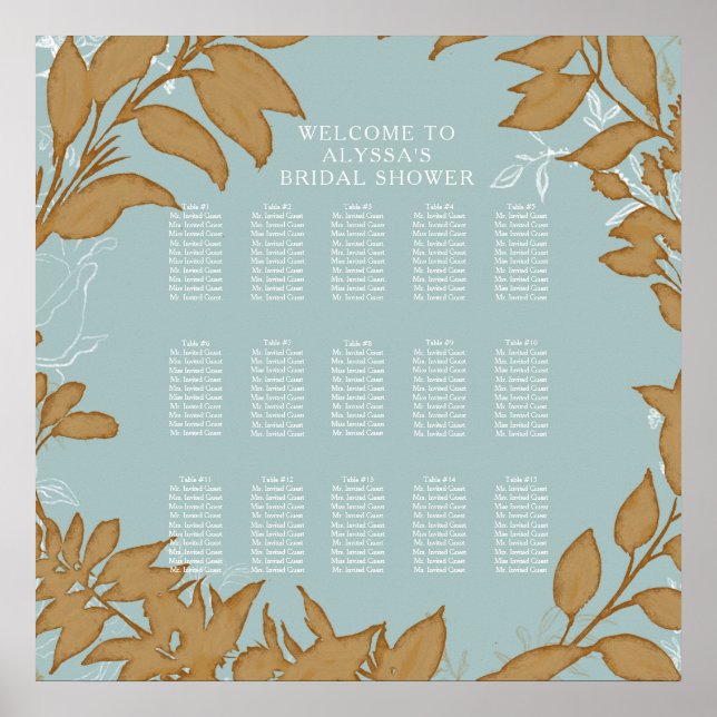 Elegant Rustic Fall Wreath Foliage Seating Chart (Front)