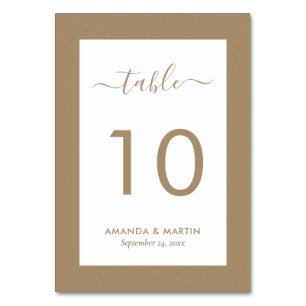 Elegant Rustic Faux Kraft Paper Wedding Table Number