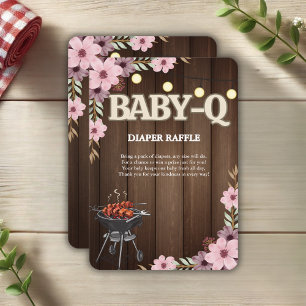 Elegant Rustic Floral Baby-Q Grill Baby Shower Enclosure Card