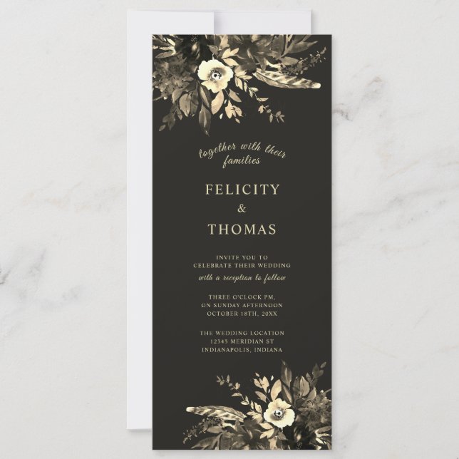 Elegant Rustic Floral Earth Brown Wedding Invitation (Front)