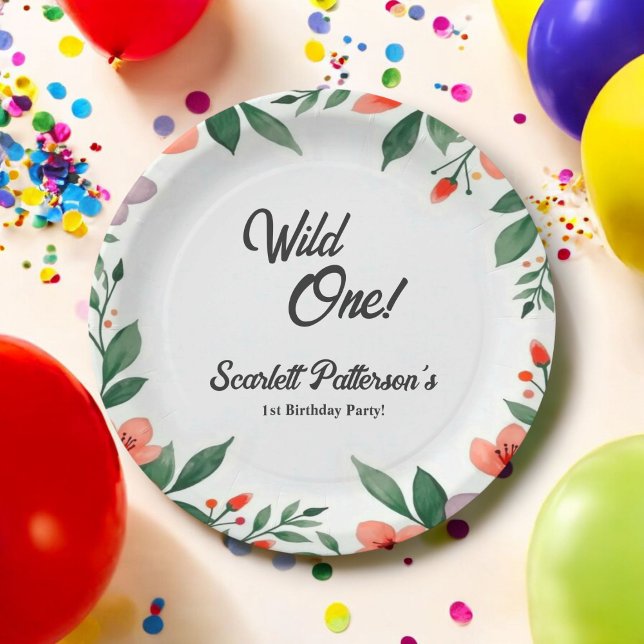 Elegant Rustic Floral Garden Summer 1st Birthday Paper Plate (Creator Uploaded)