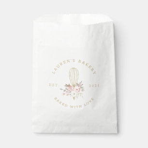 Elegant Rustic Floral Home Bakery Logo Favour Bag