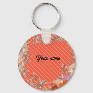 Elegant rustic floral kitchen keychain