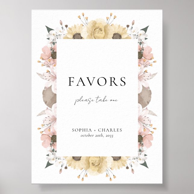 Elegant Rustic Floral Romantic Wedding Favours Poster (Front)