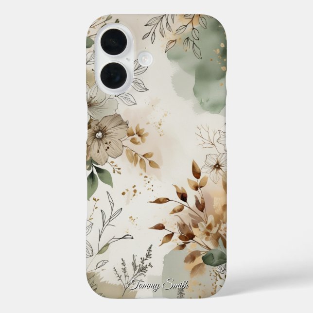Elegant Rustic Floral Watercolor  Case-Mate iPhone Case (Back)