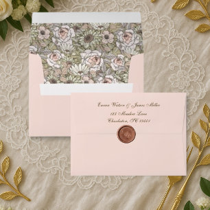 Elegant Rustic Floral Wedding Envelope